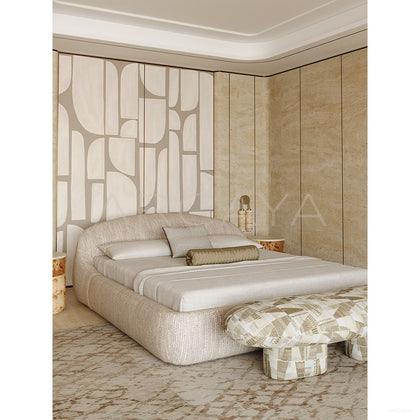 Curved Embrace Fabric Bed - scene