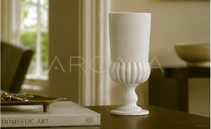 French Mid Century Matte Tall Stem Vase - scene