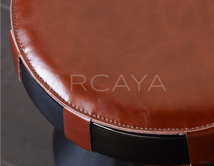 Black Gold Leather Art Drum Stool - scene