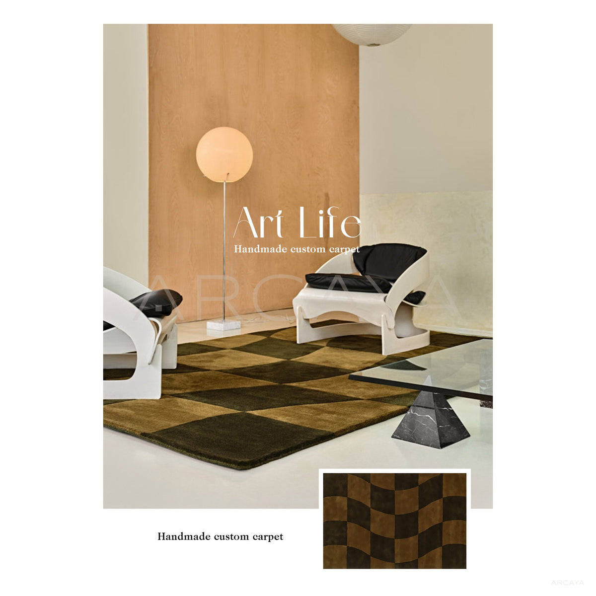 Brown Green Checkerboard Rug Dsm P009 Fl in detail