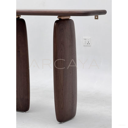 Wabi Sabi Black Walnut Column Console Table - scene