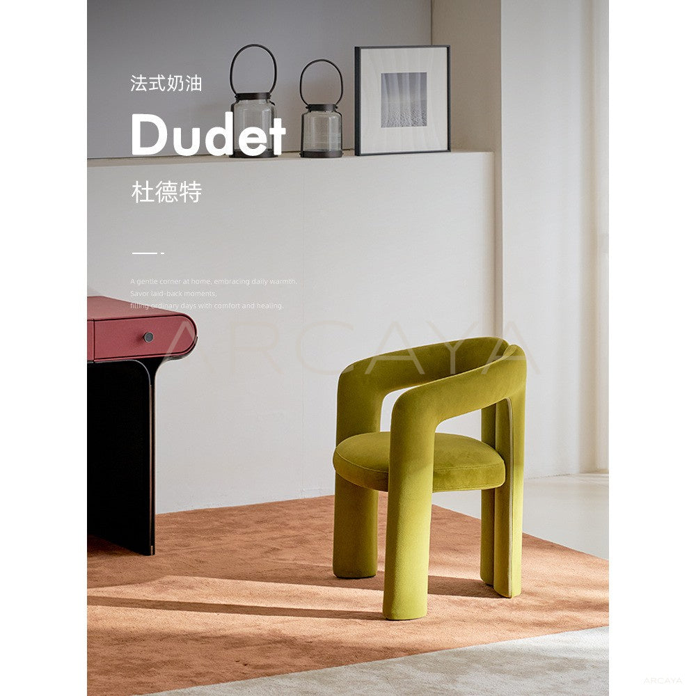 Avocado Green Sculptural Dudet Chair in detail
