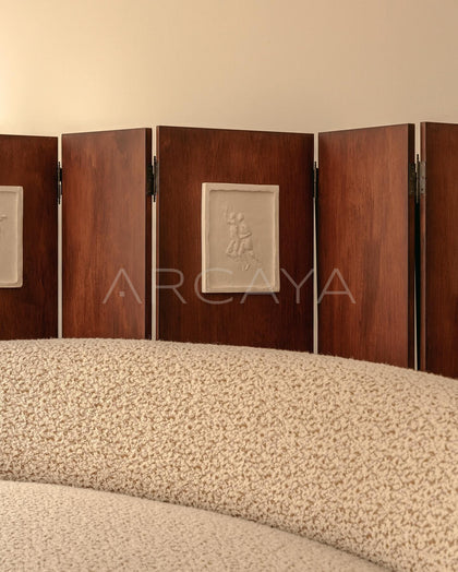 Plaster Relief Decorative Folding Screen - scene