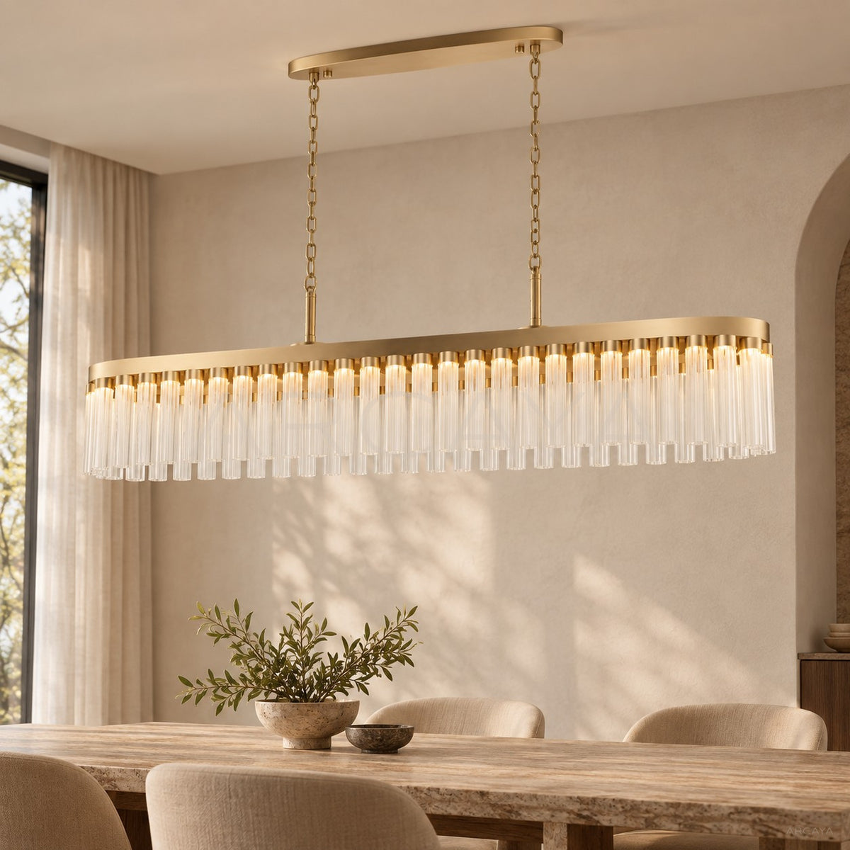 Gold Vertical Crystal Linear Pendant Light 3071 - main