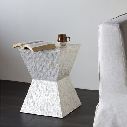 Handmade Shell Inlay Mobile Side Table - main