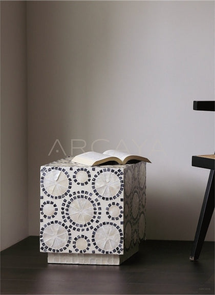 Shell Inlay Multi Use Side Table Stool - scene