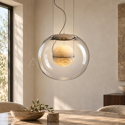 Stone Texture Glass Dome Pendant Light 23036 - main