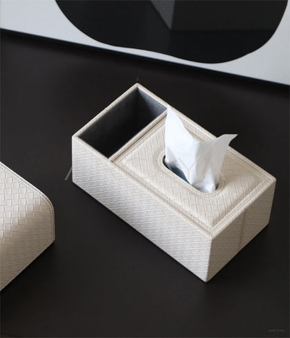 Leather Multifunctional Tissue Remote Box - scene