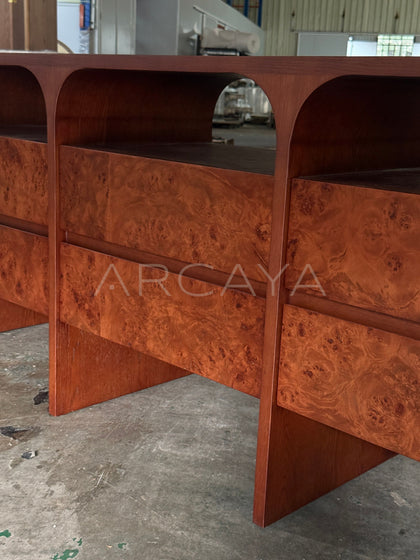 Mid Century Burl Wood Sideboard - detail