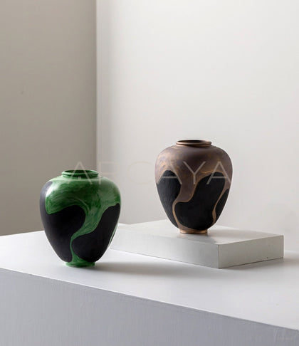 Hand Painted Blurred Ceramic Vase - scene
