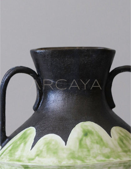 Dadan Hand Painted Double Ear Vase Dining - scene