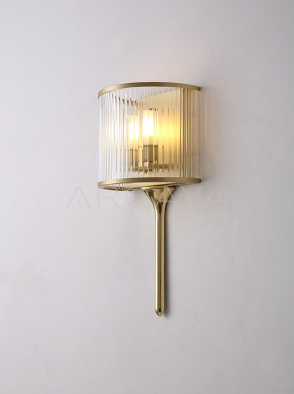 Gold Rod Ribbed Glass Wall Light 22001 - scene