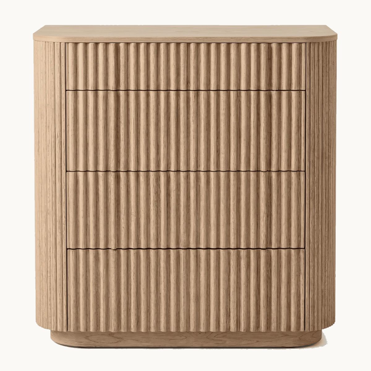 Fluted Oak Four-Drawer Chest of Drawers