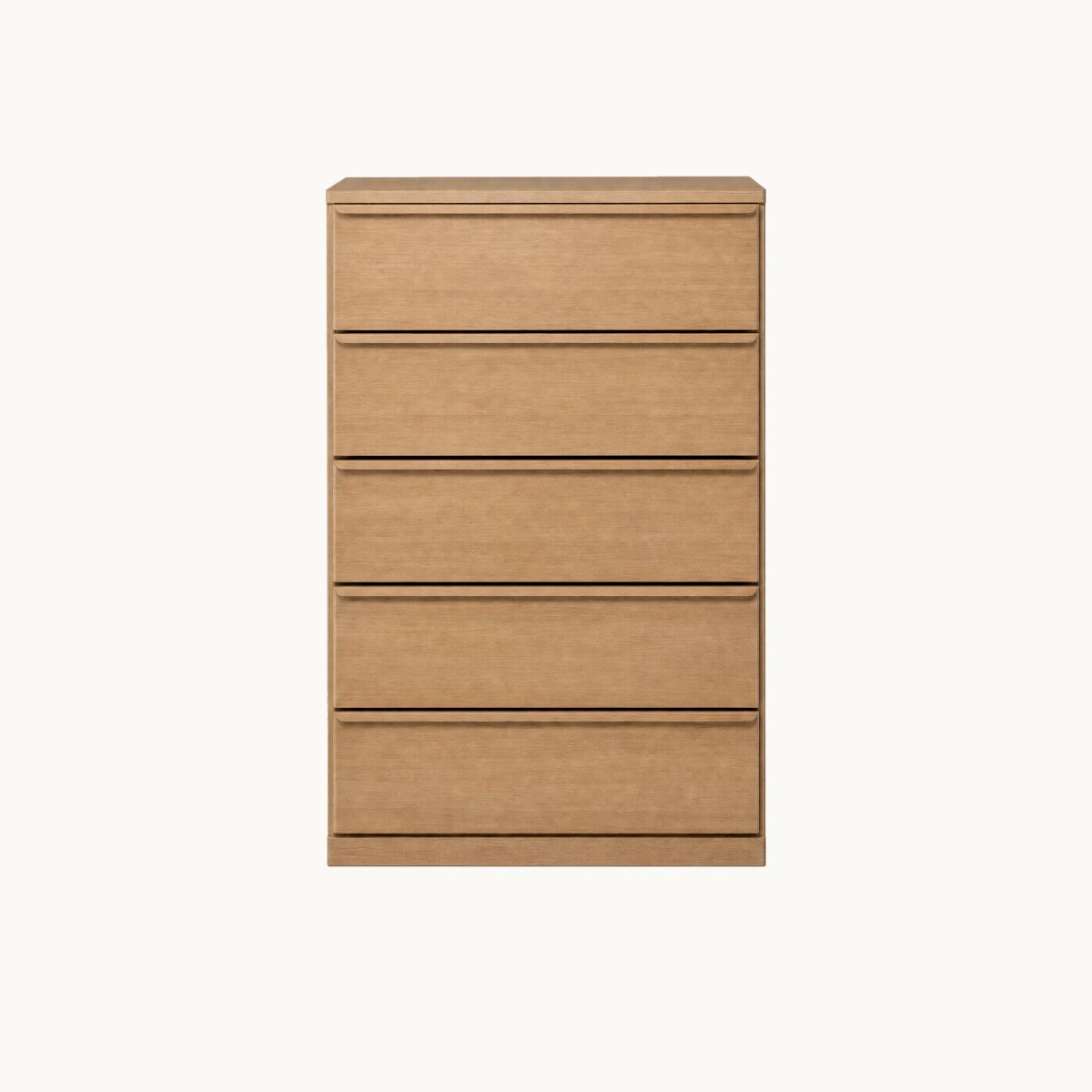 Rounded-Edge Oak Five-Drawer Tall Chest