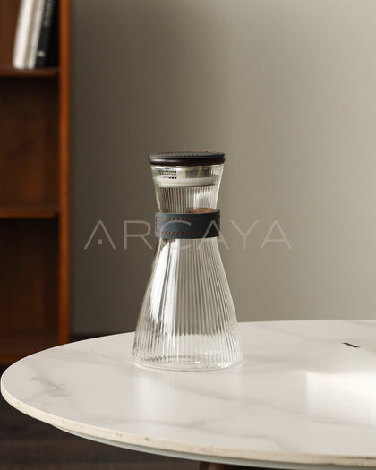 Ribbed Clear Glass Decanter Set - scene