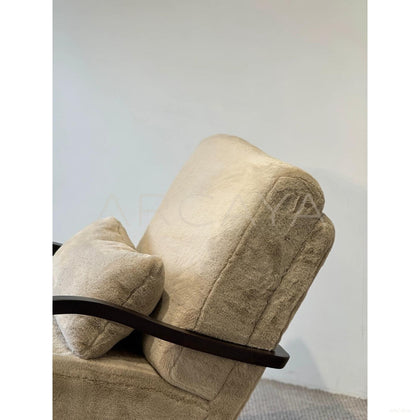 Mid Century Sherpa Lounge Chair New - scene