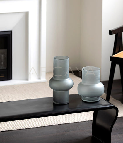 Mist Grey Frosted Gourd Glass Vase - scene