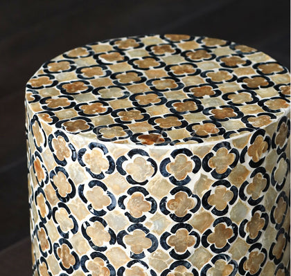 Vintage Shell Inlay Side Table - scene