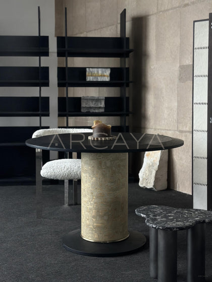 Full Moon Marble Round Dining Table - scene