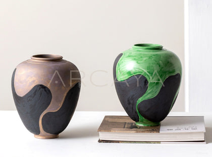 Hand Painted Blurred Ceramic Vase - scene