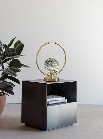 Stone Globe Gold Ring Table Lamp 60184 - scene