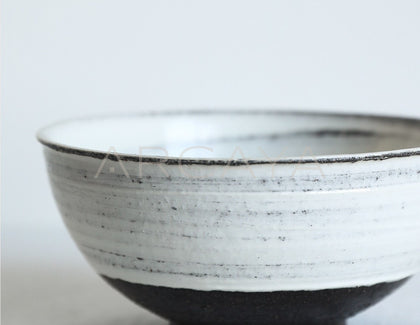 Sunxun Collab White Swirl Stoneware Conical Bowl - scene