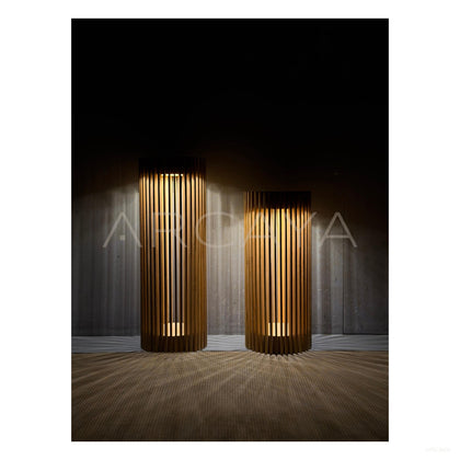 Porto Teak Round Solar Lantern - scene