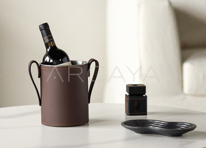 Leather Stainless Steel Ice Bucket - scene