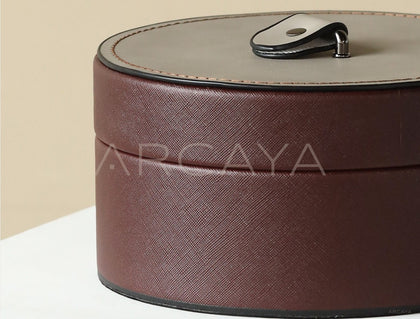 Vintage Brown Leather Storage Box - scene