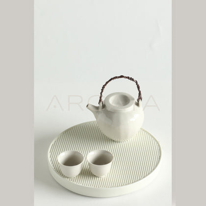Sunxun Collab White Porcelain Loop Handle Teapot Set - scene