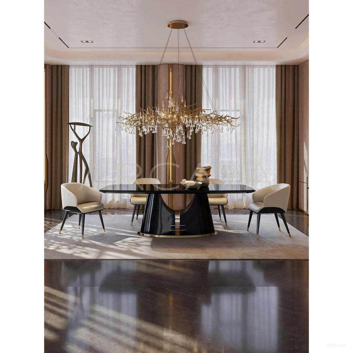 Supreme Ebony Yujing Dining Table in detail