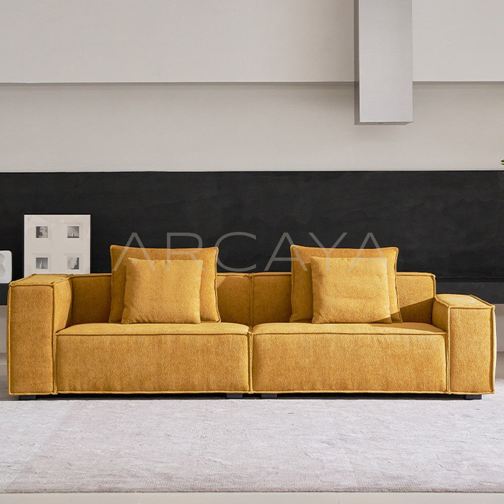 Italian Minimalist Ginger Chenille Block Sofa - main