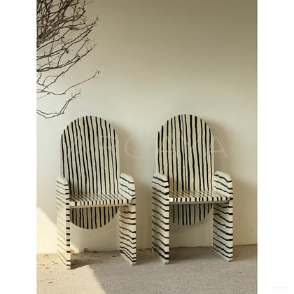 Hand Painted Zebra Pattern Wood Chair - scene