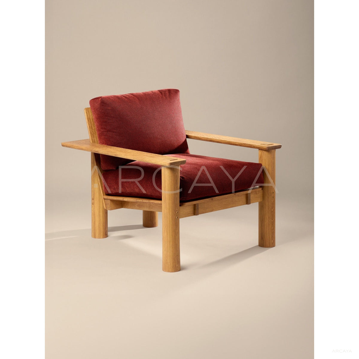 Yiduo Red Ark Solid Wood Lounge Chair in detail