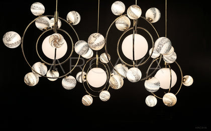 Stone Planet Orbit Multi Globe Pendant Light 60184 - scene