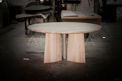 Ash Wood Round Table Unfinished - scene
