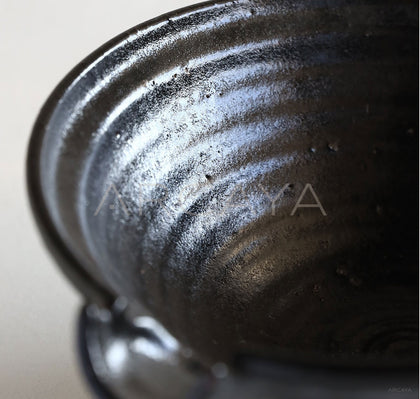 Amu Collab Wabi Sabi Black Glaze Spouted Bowl - scene