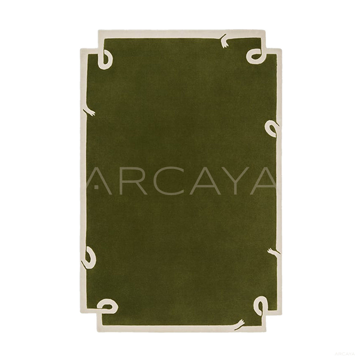Olive Green Ribbon Border Rug Dsm P017 C03 - main