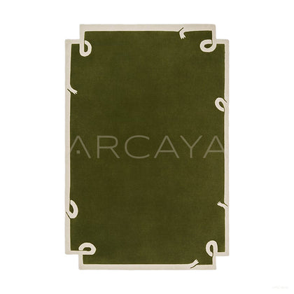 Olive Green Ribbon Border Rug Dsm P017 C03 - main