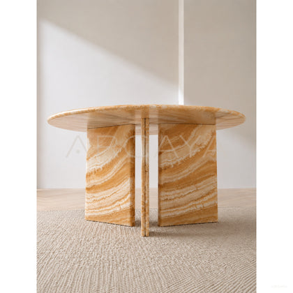 Caramel Stone Pattern Dining Table - scene