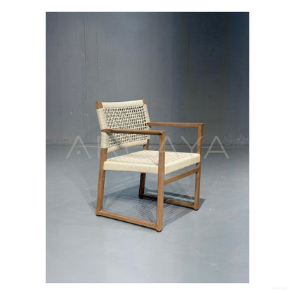Teak Webbing Outdoor Dining Set - scene