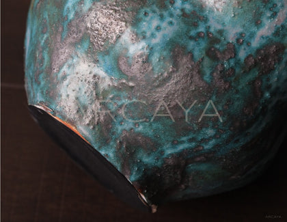 Vintage Kiln Glaze Textured Ceramic Vase - scene