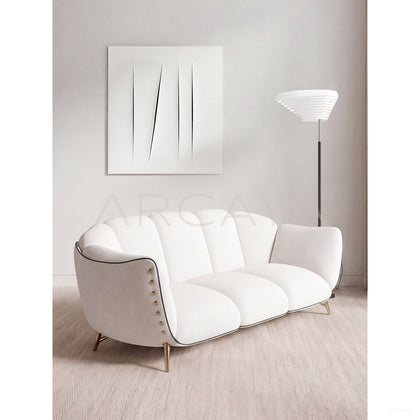 French Riveted Fabric Sofa - scene