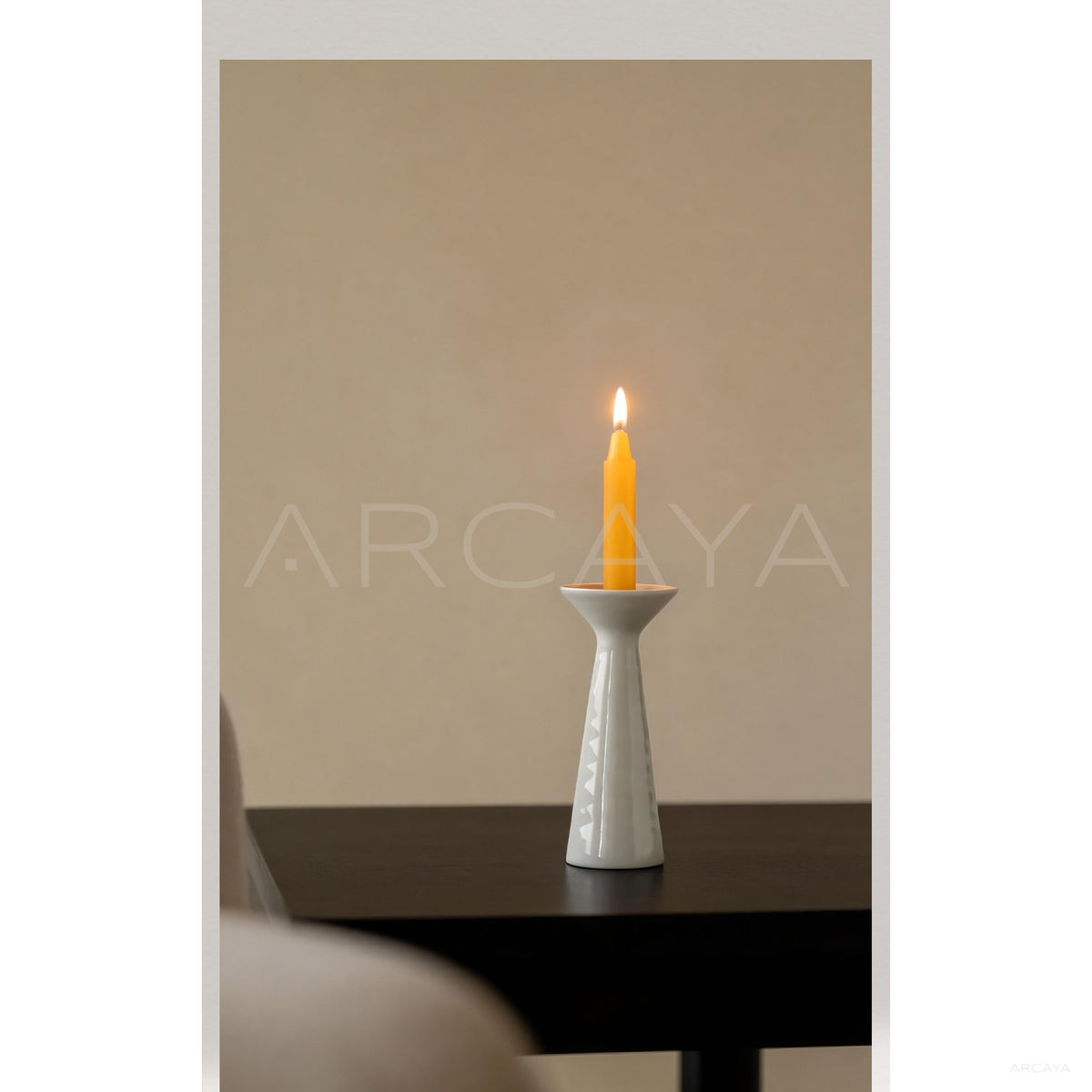 White Ceramic Candle Holder in detail