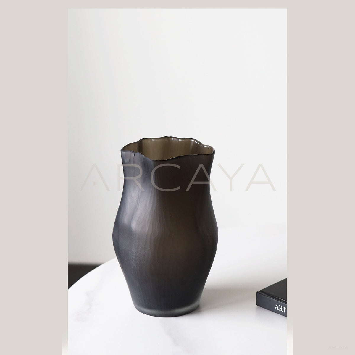 Vintage Misty Pleated Frosted Glass Vase in detail
