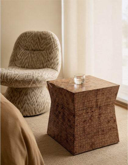 Woven Texture Art Side Table - scene