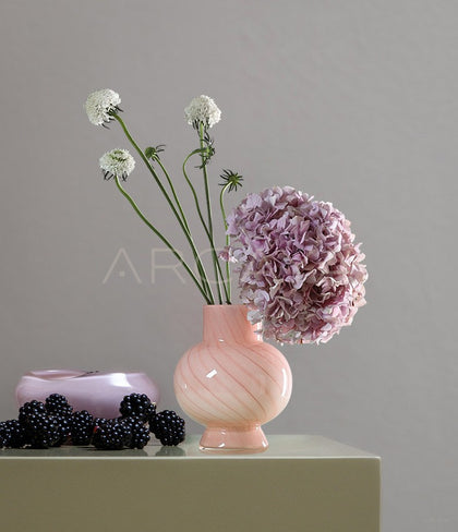 Pink Gourd Tulip Glass Vase - scene