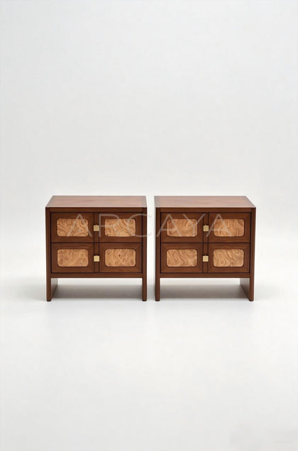 Burl Veneer Nightstand - scene