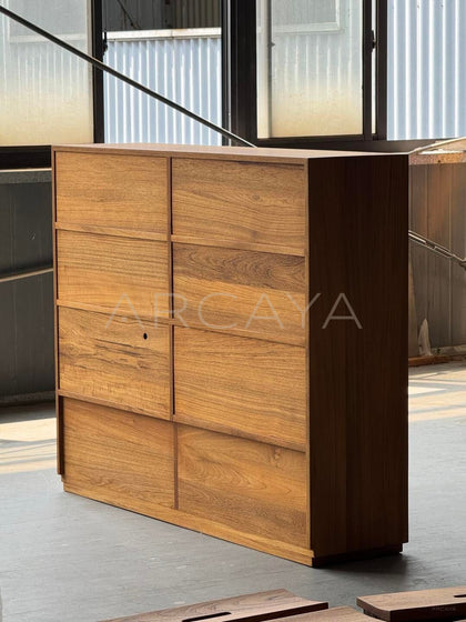 Burmese Teak Lighted Display Cabinet - scene