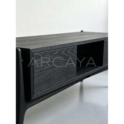 Minimalist Black Ash Tv Stand - scene